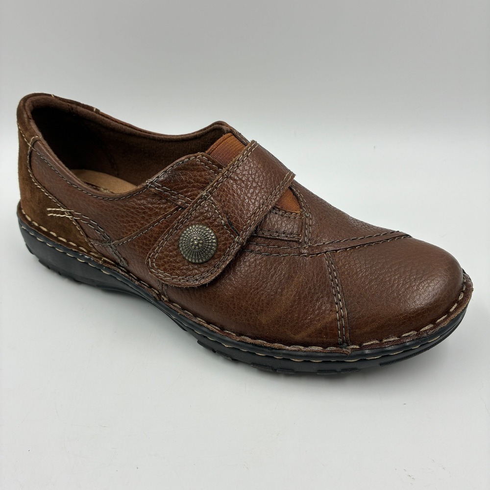 Earth Origins Evelyn Brown Leather Loafers Shoes Womens 9M 2014F Hook Loop Strap - Picture 8 of 16